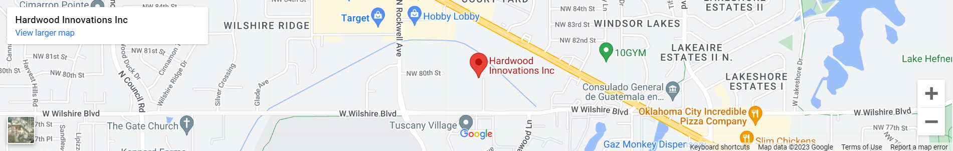 A map of the location of hardwood innovations inc.