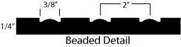 A black and white image of the word beaded design.